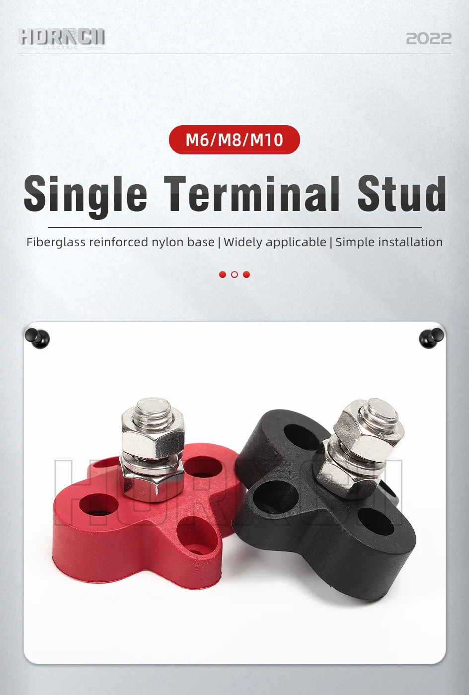Terminal Block Stud M6 M8 M10 DC 48V Bus Bar Leistung Terminal Block Positive Negative Feste verdrahtung schrauben für lkw RV Schiff Boot – Detail 1
