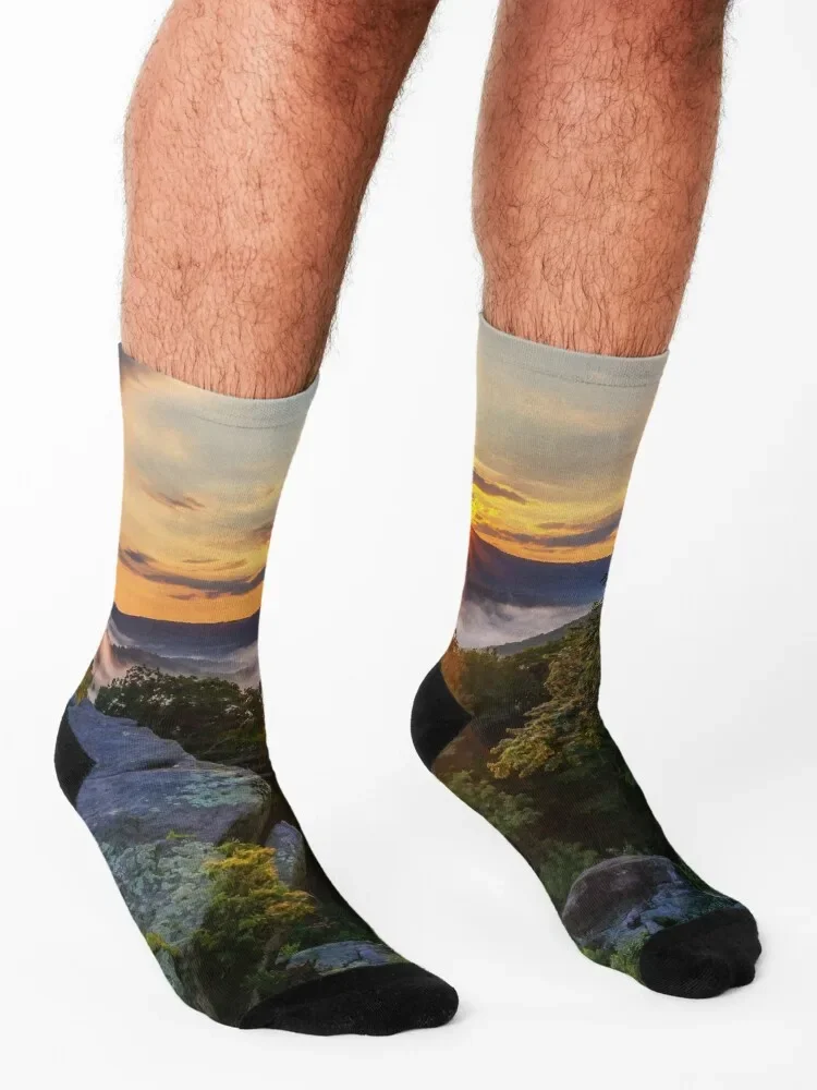 Raven Rocks Sunset - Blue Ridge Mountains Socks Running anime with print Socks For Girls Men\'s