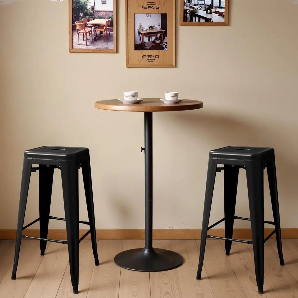 30 Inch Metal Bar Stools Set of 4, Counter Height Backless Stools, Industrial Bar Chairs Patio Stool Stackable Backless Stool f