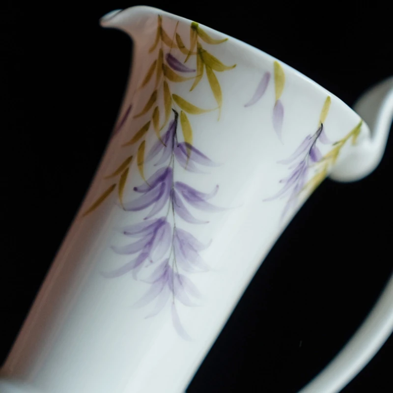 Pure Hand-Painted Wisteria Flower Yashong Song Dynasty Handheld Public Reason Cup with Handle Public Cup