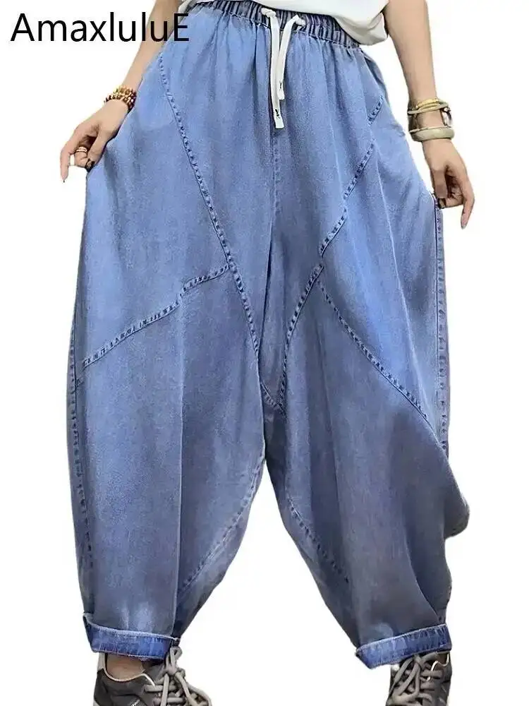 

Amax LuluE 2026 Japanese Design Spring Womens Fashion Loose Casual Denim Pants Ladies Vintage Jeans Classic Solid Harem Trousers