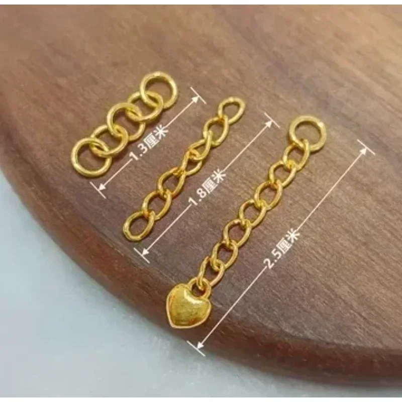 Eldorado Gold  24k pure gold jewelry accessories 999 real gold extension chains for bracelet heart shape chain