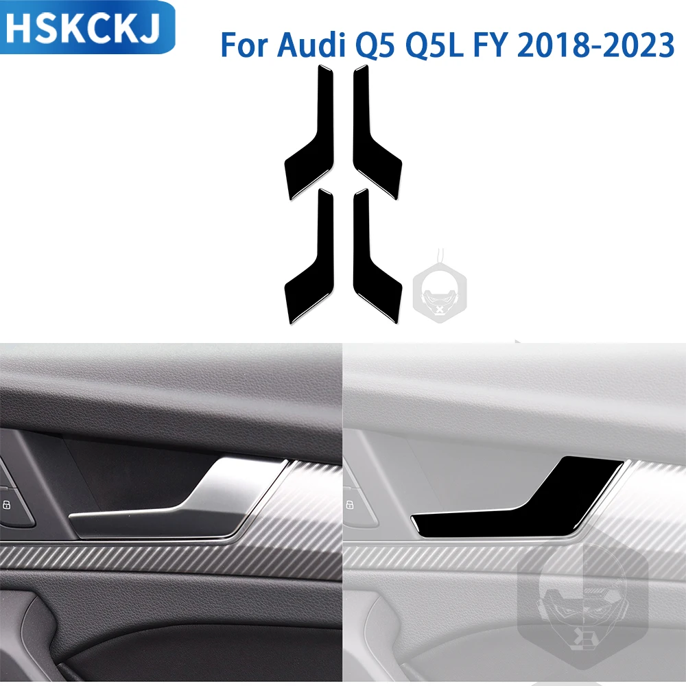 

For Audi Q5 Q5L FY 2018 2019 2020 2021 2022 2023 Car Accessories Piano Black Interior Door Inner Handle Sticker Modification