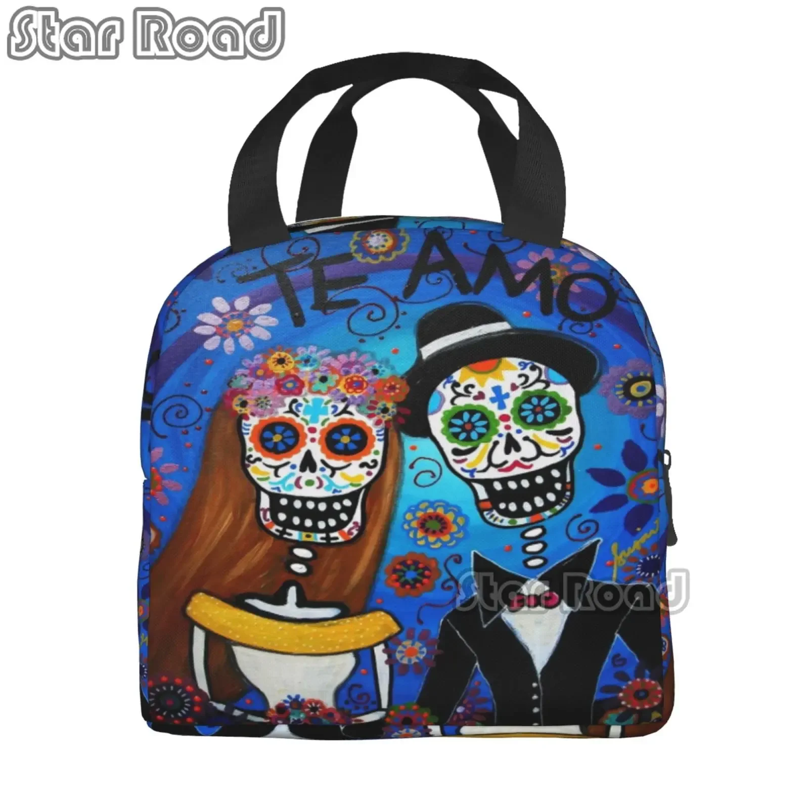 Frida Skull Day of Dead Insulated Lunch Tote Bag for Women Mexican Flowers Catrina Resuable Thermal Cooler Bento Box School