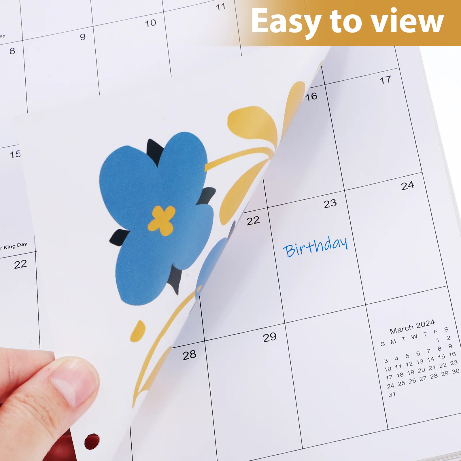 Abstract Wall Calendar Hanging Decorative Large Office Paper 2024 For Classroom