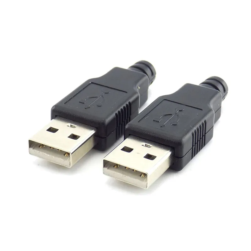 2.0 USB Tipe A pria 2.0 konektor soket USB dengan penutup plastik hitam jenis Solder 4 Pin Plug konektor DIY D5