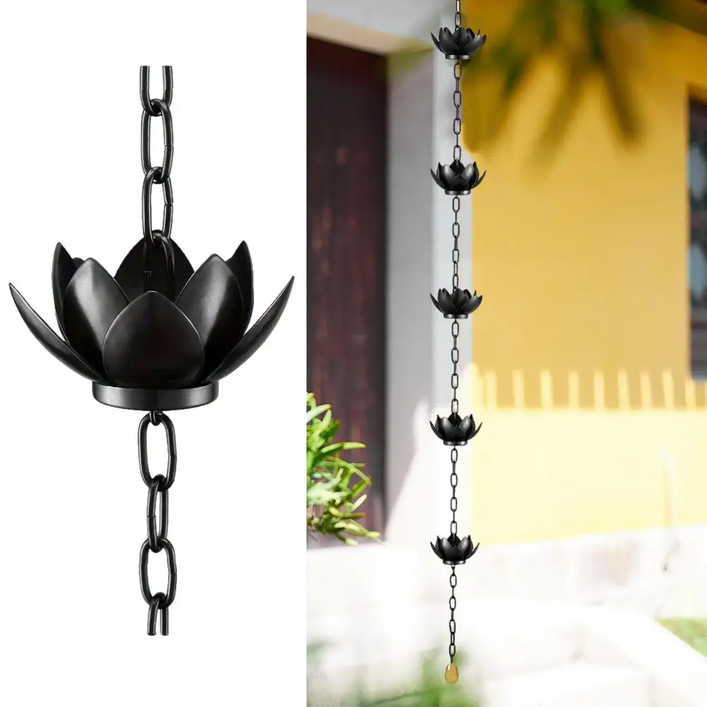 Atmosfera da giardino pacifica con catene antipioggia catena antipioggia di loto sostituzione del beccuccio regolabile in metallo per grondaie per grondaie