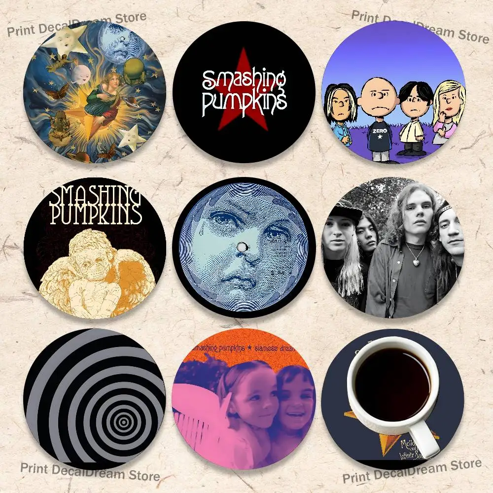 

S-Smashing Pumpkins Band Coaster Wooden Drink Tray Suitable for Restaurants and Coffee Shops Easy To Wash and Clean