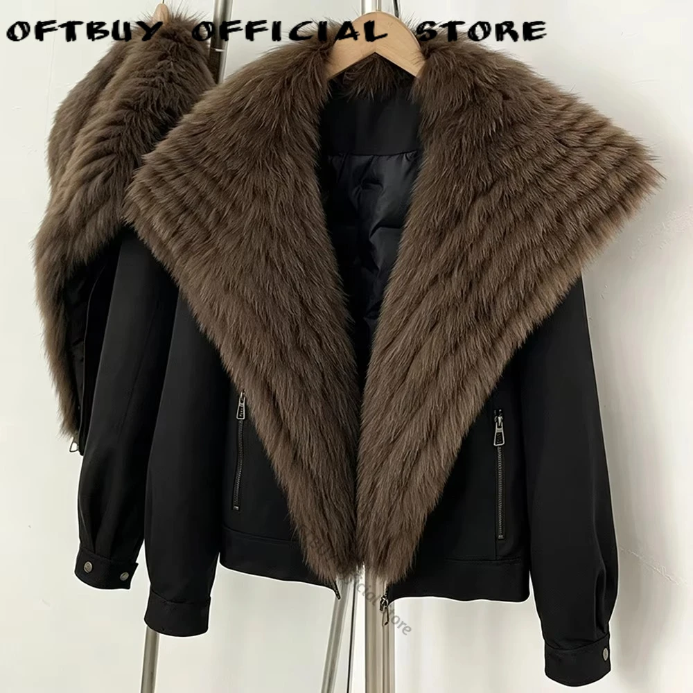 Women's Jacket Elegant Cropped Fur Collar Coat Open Front Thick Ultra Cold Climate for Street Style Daily Luxury Outerwear