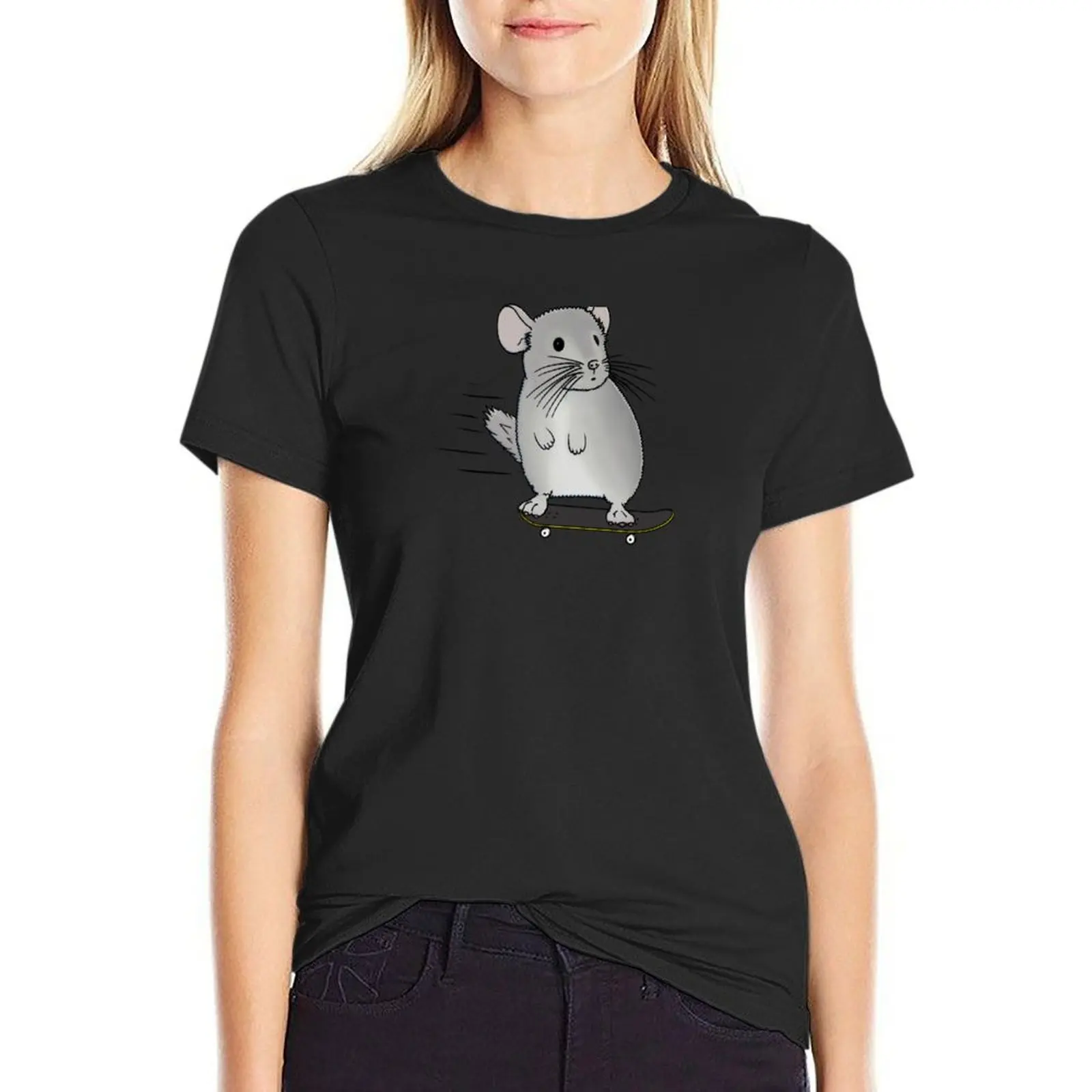 Skateboarding chinchilla T-Shirt funny anime clothes female T-shirt Women