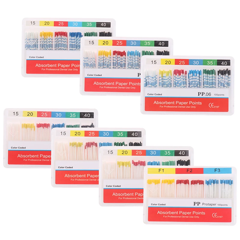 

1 Box Dental Absorbent Paper Points Sterile Mixed Sizes 02 04 06 Taper 15-40 Dentistry Materials Endodontics Paper Tips