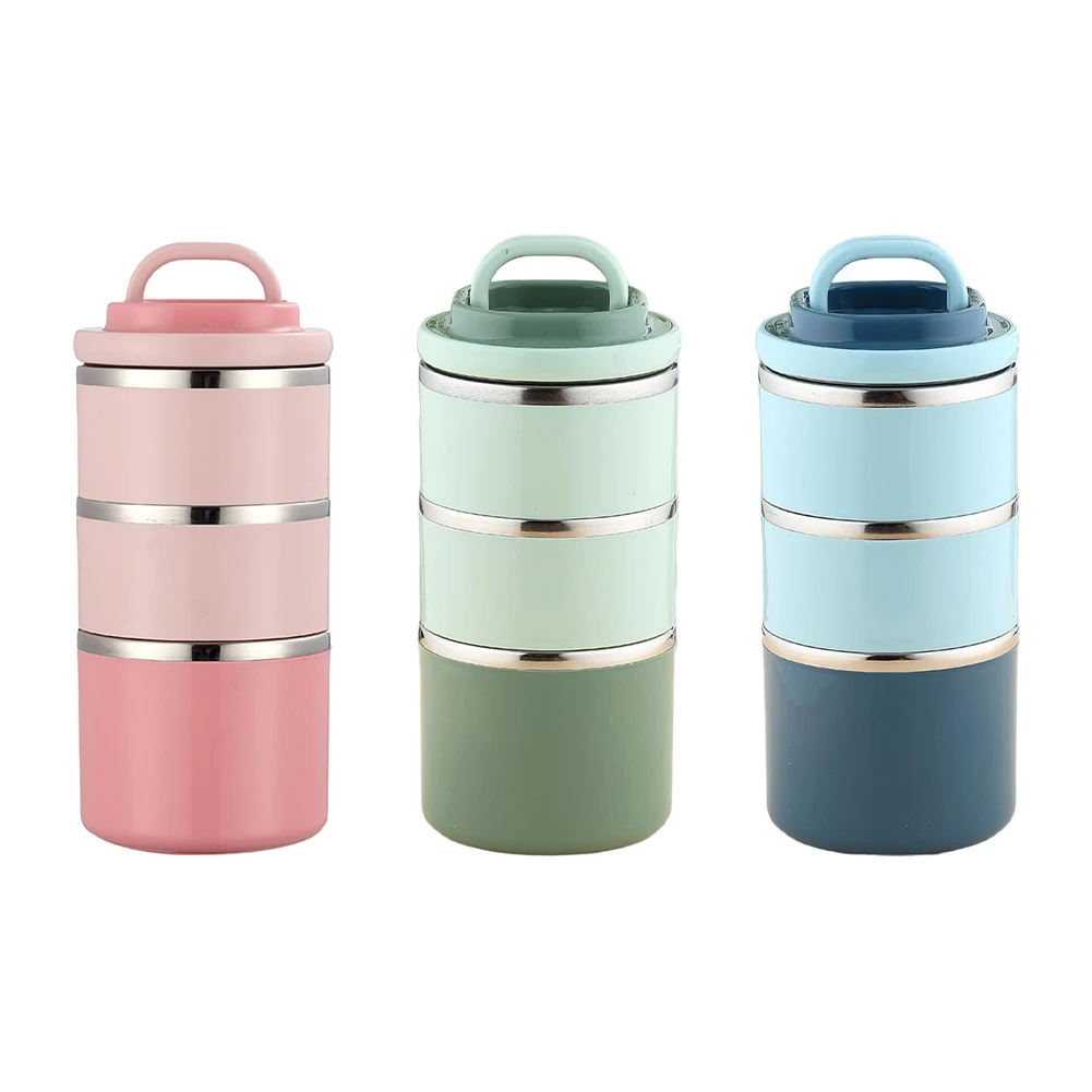 

1PC Lunch Box 25x11x11cm Stackable Stainless Steel Lunch Box: 3-Tier Insulated With Bag & Seals Kitchen Kitchenware Lunch-Box