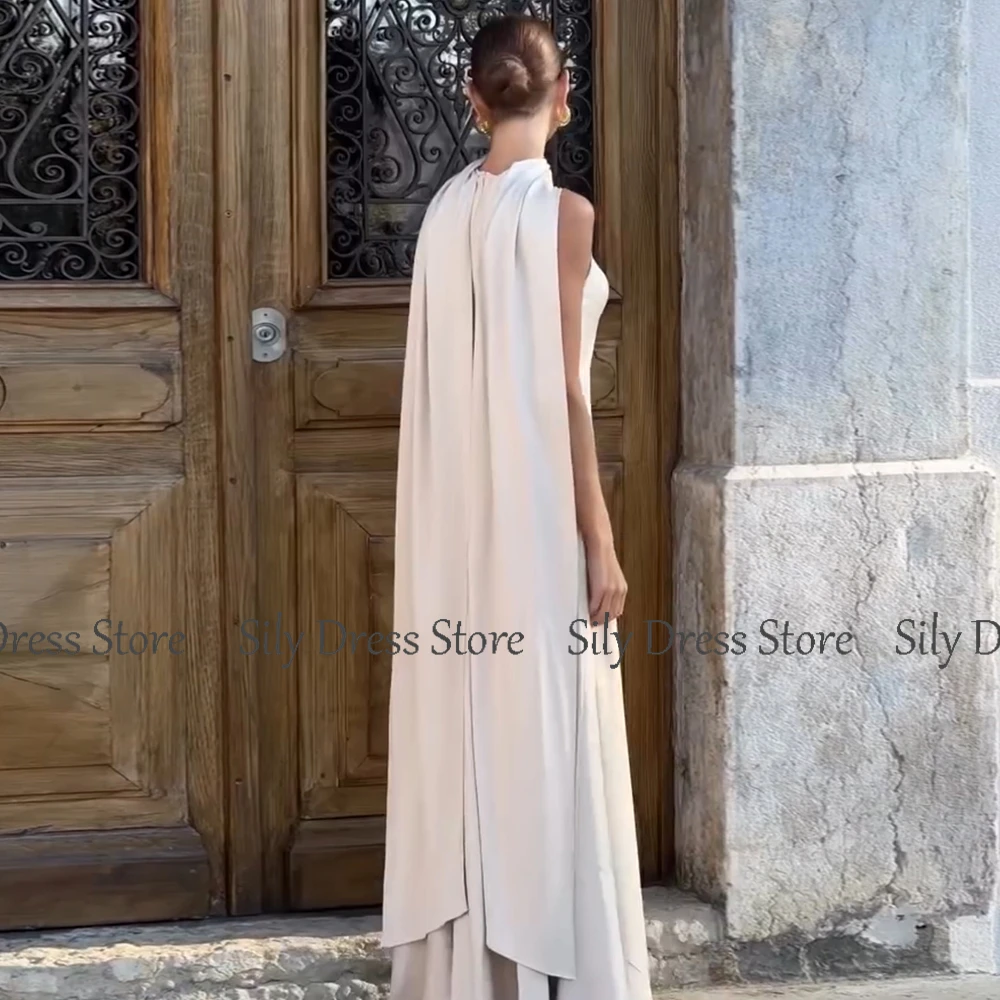 Saudi Arabian Dresses for Special Occasions Satin Mermaid Evening Dress White O-Neck Trumpet Formal Dresses with Shawl image 6
