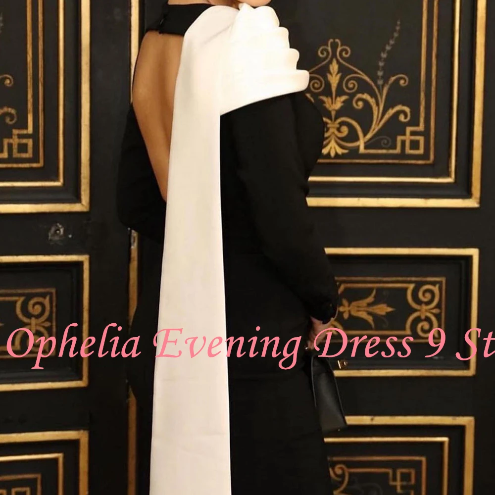 Customized Modern High Neckline Jersey Long Sleeves Evening Dresses Elegant Ankle Length Celebrity Gowns Vestido De Noche