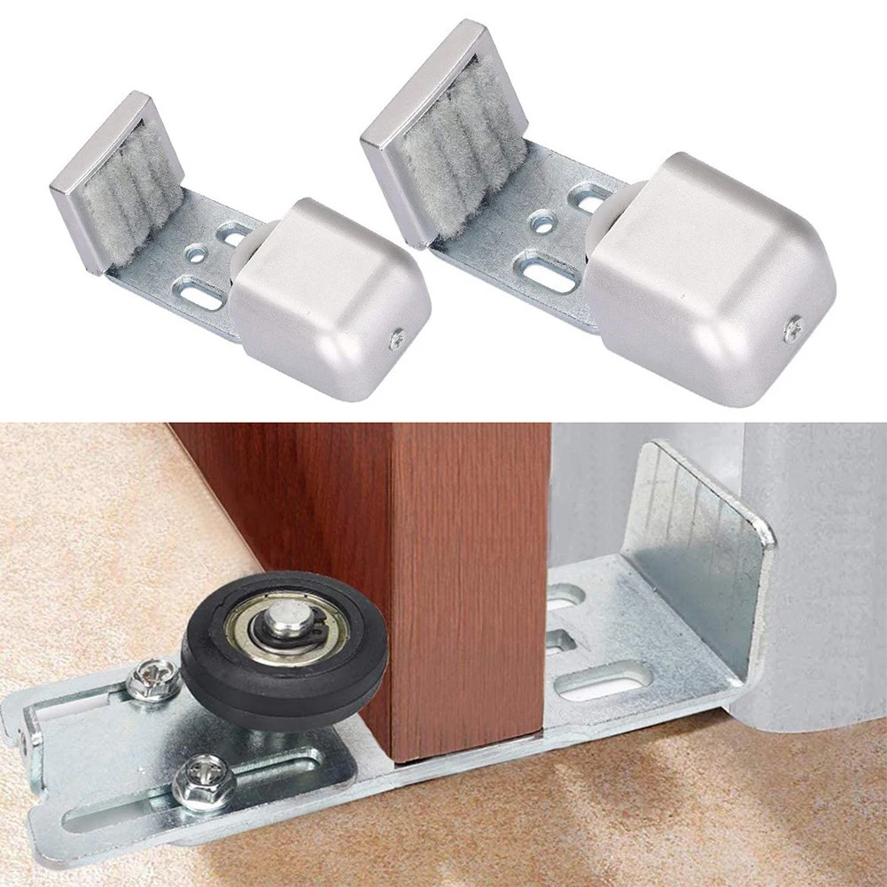 Floor Guide Roller Wall Mount Installation Sliding Hardware Excellent Design Silver Exterior Design Excellent Design