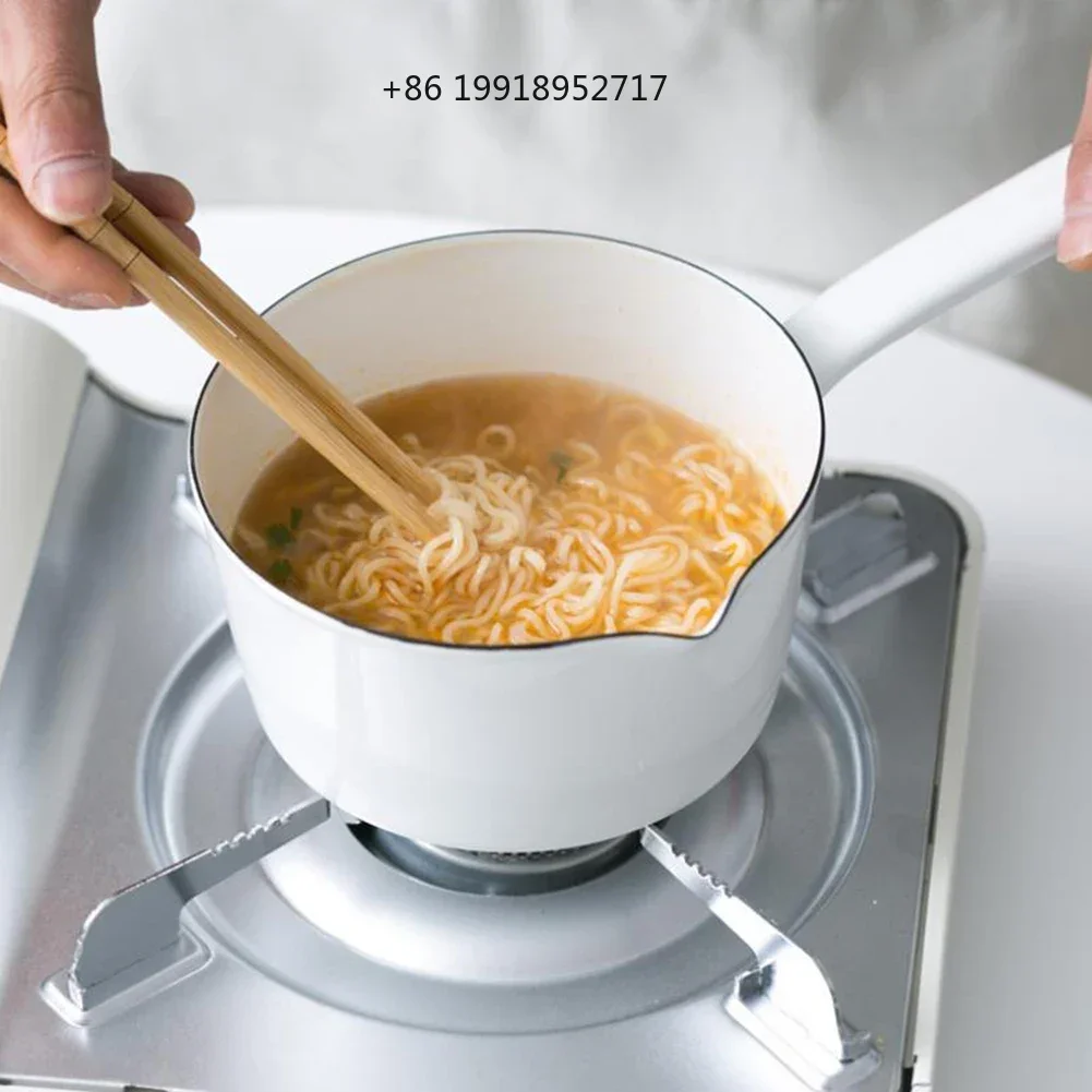 15cm Enamel Pot Kitchen Butter Warmer Induction Cooker Gas Stove Japanese Style Melting Breakfast Saucepan Milk Boiling JJ59