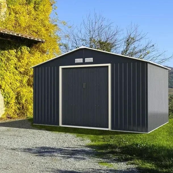 Galvanized Steel Shed Outdoor Storage Metal Garden Shed with Peak Style Roof
