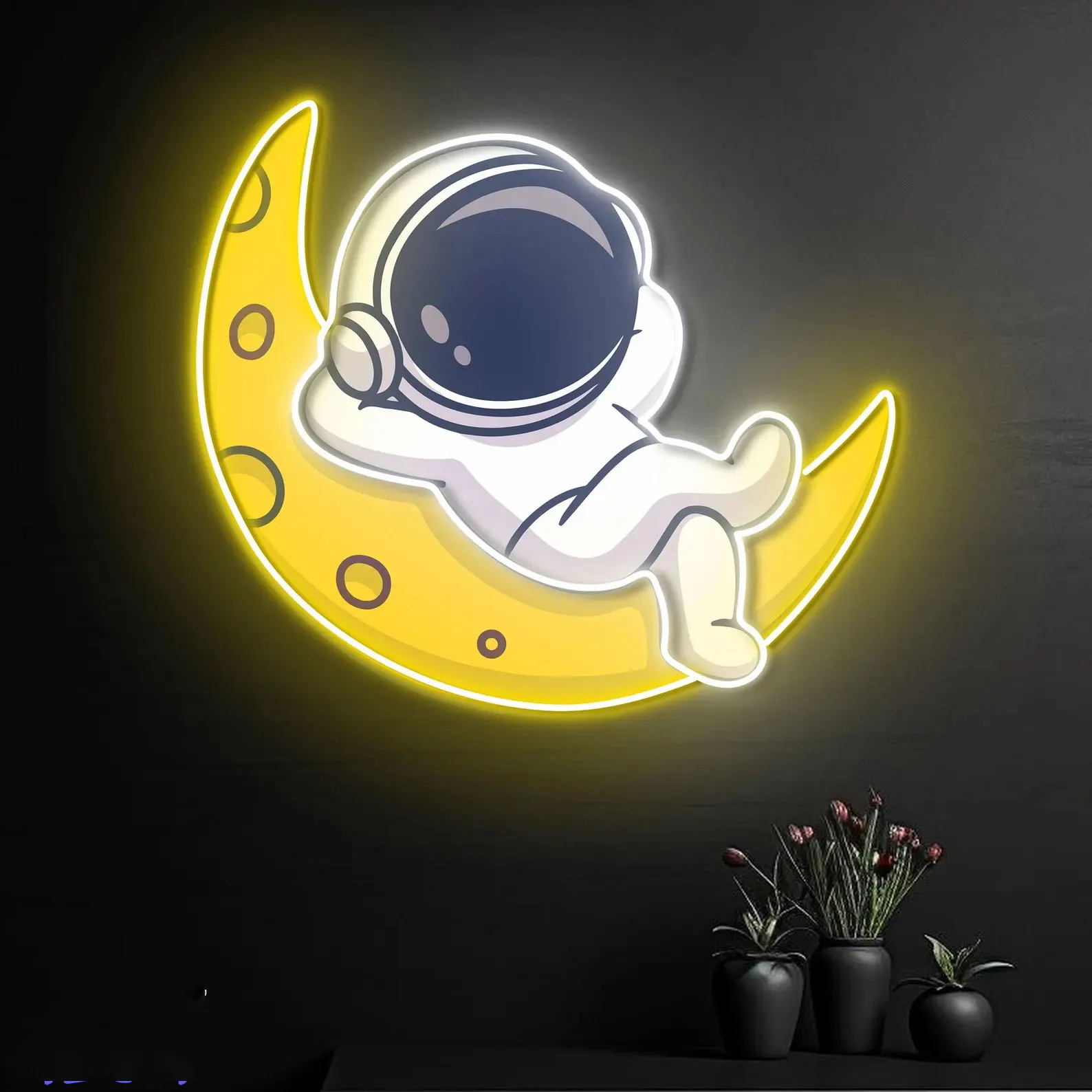 

Неоновая вывеска космонавта, неоновая вывеска астронавта с луной, неоновая вывеска астронавта, неоновая вывеска на заказ, подарок для детей, декор детской/игровой комнаты