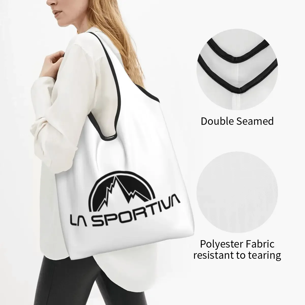 Recycling Sportivas Snowsport Climbing Mountain Shopping Bag Women Tote  Portable Grocery Shopper s