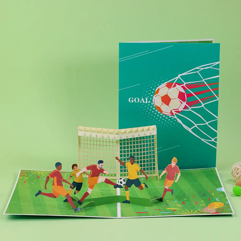 

Football Memorial Greeting Card 3D Soccer Design Premium Thick Paper Fade Resistant for Birthday Thank You Gift Card