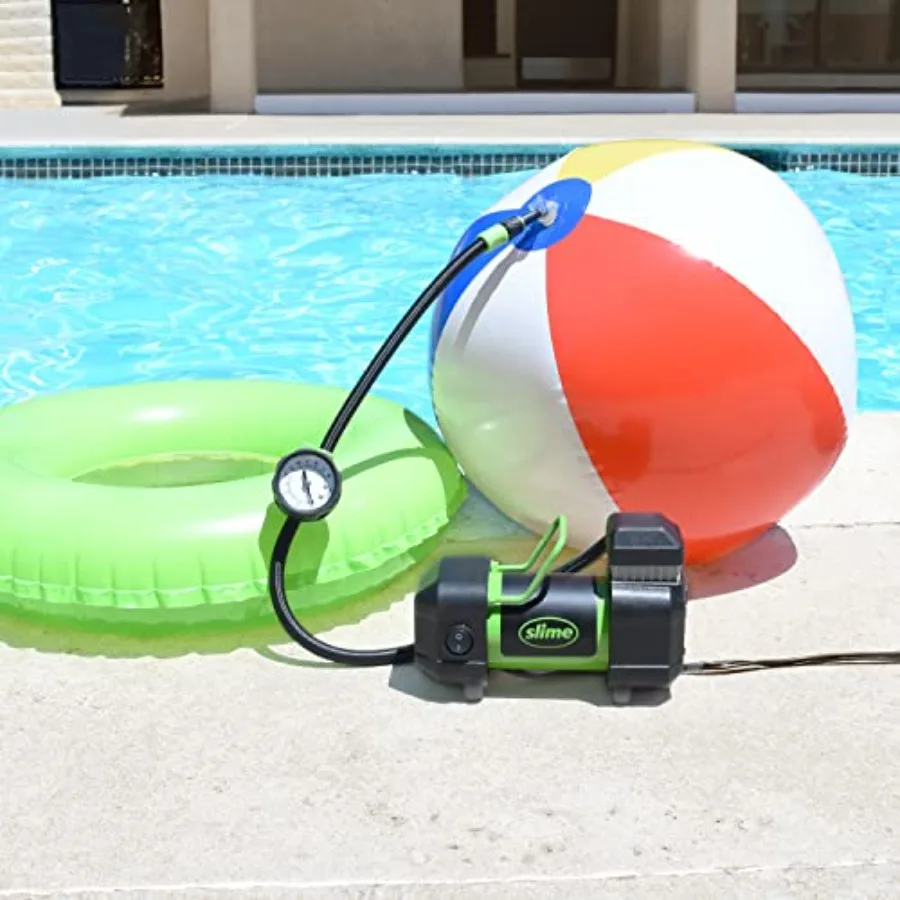 منفاخ إطارات Pro Power Compact محمول للسيارة والشاحنات الخفيفة ضاغط هواء مع مقياس قرص تناظري 100 رطل لكل بوصة مربعة طويل Ex #5