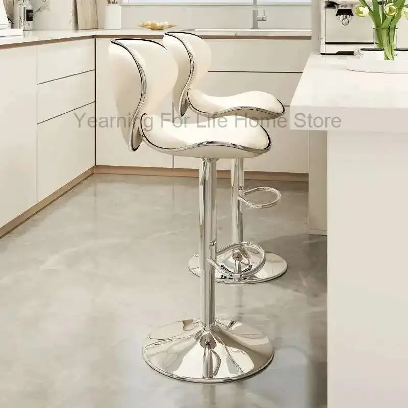 

Light Luxury Bar Chair Lift Chair Front Bar Stool Home Kitchen High Stool Iron Swivel Backrest Butterfly Bars Chairs Soft Seat
