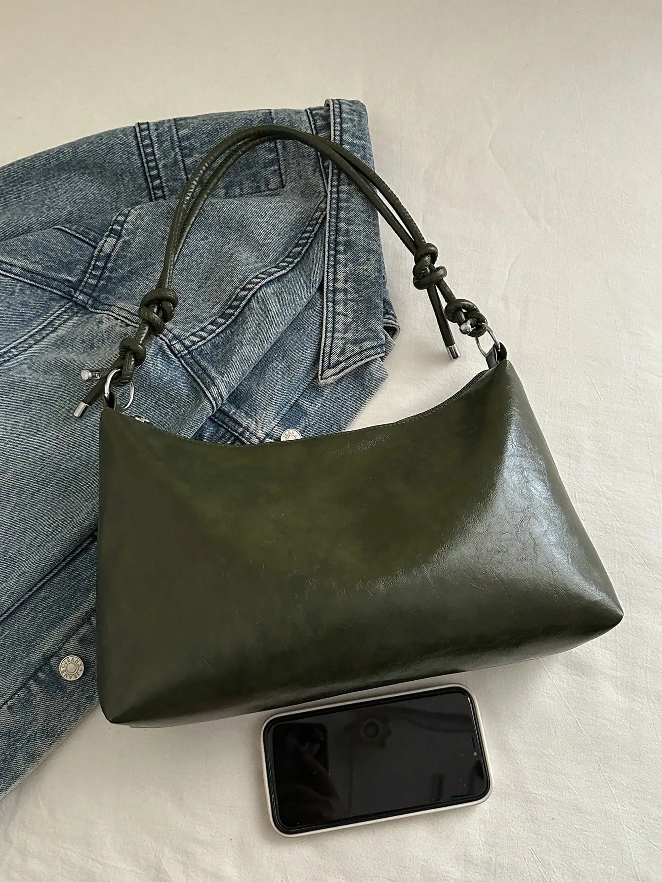 Minimalist Crescent Shoulder Bag Adjustable Strap Large Capacity Versatile Crossbody for Office & Campus