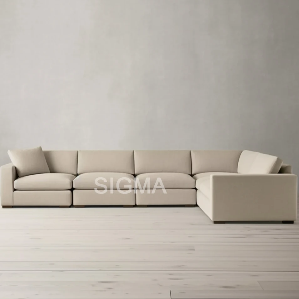 Minimalism Genuine Leather Comfortable Durable Sofa Set Sectional Can Be Customized Fabric Color L-Shape for Living Room Villa