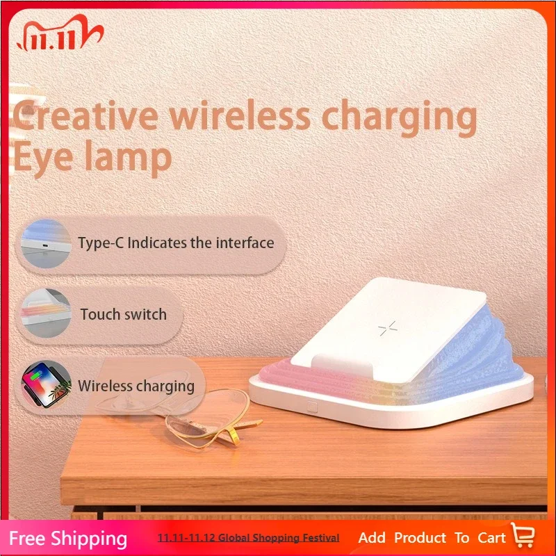 

4-Color 15W Magnetic Wireless Charging Night Light, Adjustable Bedside Lamp for Bedroom, Office, Gift
