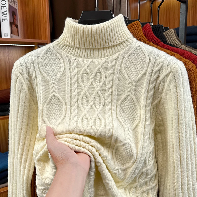

2025 New High Collar Sweater for Men, High End Brand, Double Stranded Thickened Warm Base Sweater