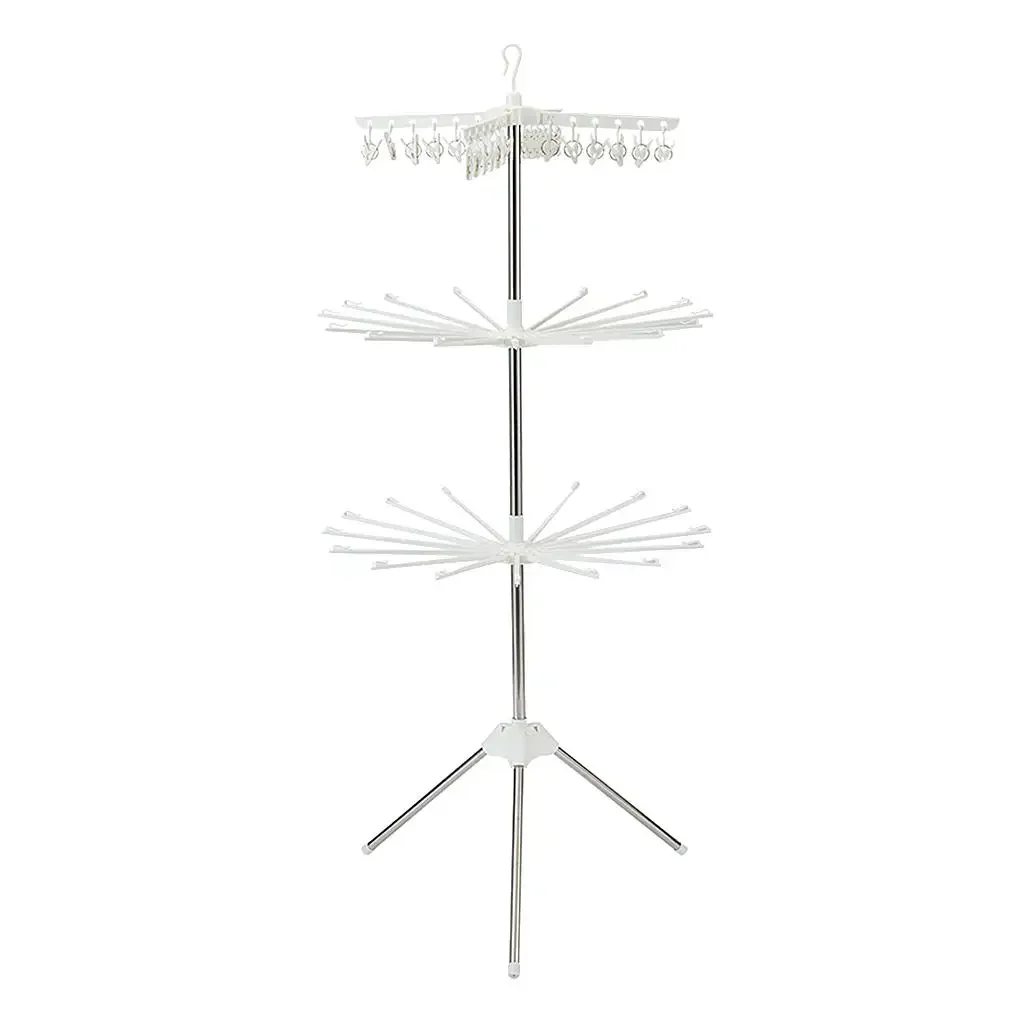 3 Tiers Collapsible Clothes Drying Rack, Portable Racks Indoor, Foldable Standing Laundry Racks for Drying Clothes, Tripod Stand 5