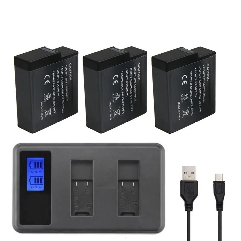 Clownfish USB LCD Dual Port 3 Way Charger 501 Power Charger Charging for Gopro Hero 56 7 8 Black Camera Accessories Battery Case