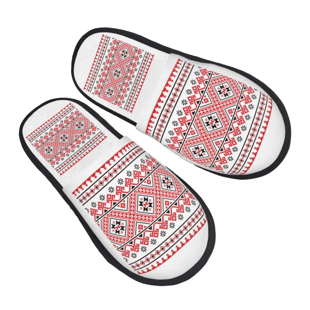 Custom Ukrainian Traditional Embroidery Comfort Scuff With Memory Foam Slippers Women Vyshyvanka Spa House Shoes