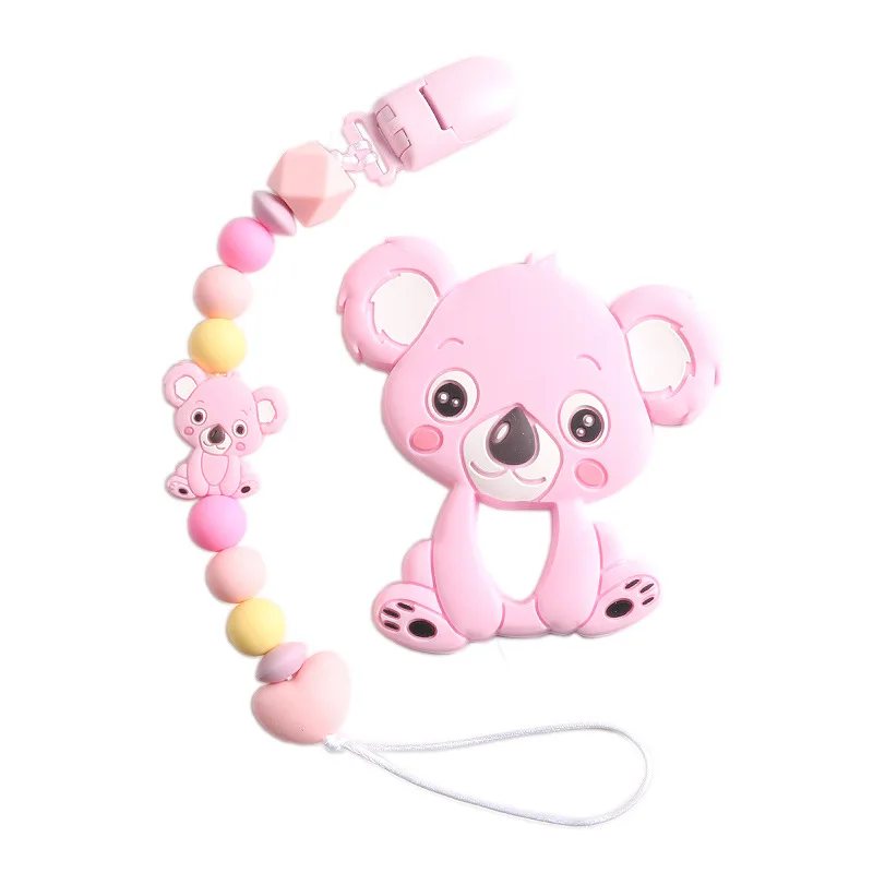 Baby Toy Teething Toy Pacifier Chain Set Pacifier Grinding Rod Baby Supplies Silicone Pacifier Chain Koala Cartoon Toy Bite Glue