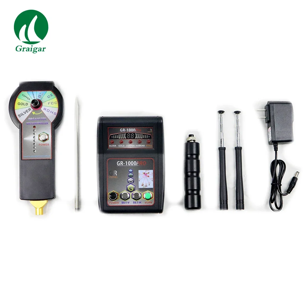 Detektor Logam GR-1000PRO Jangkauan Jauh untuk Emas, Perak, Tembaga, Berlian, Pencari Harta Karun Bawah Tanah