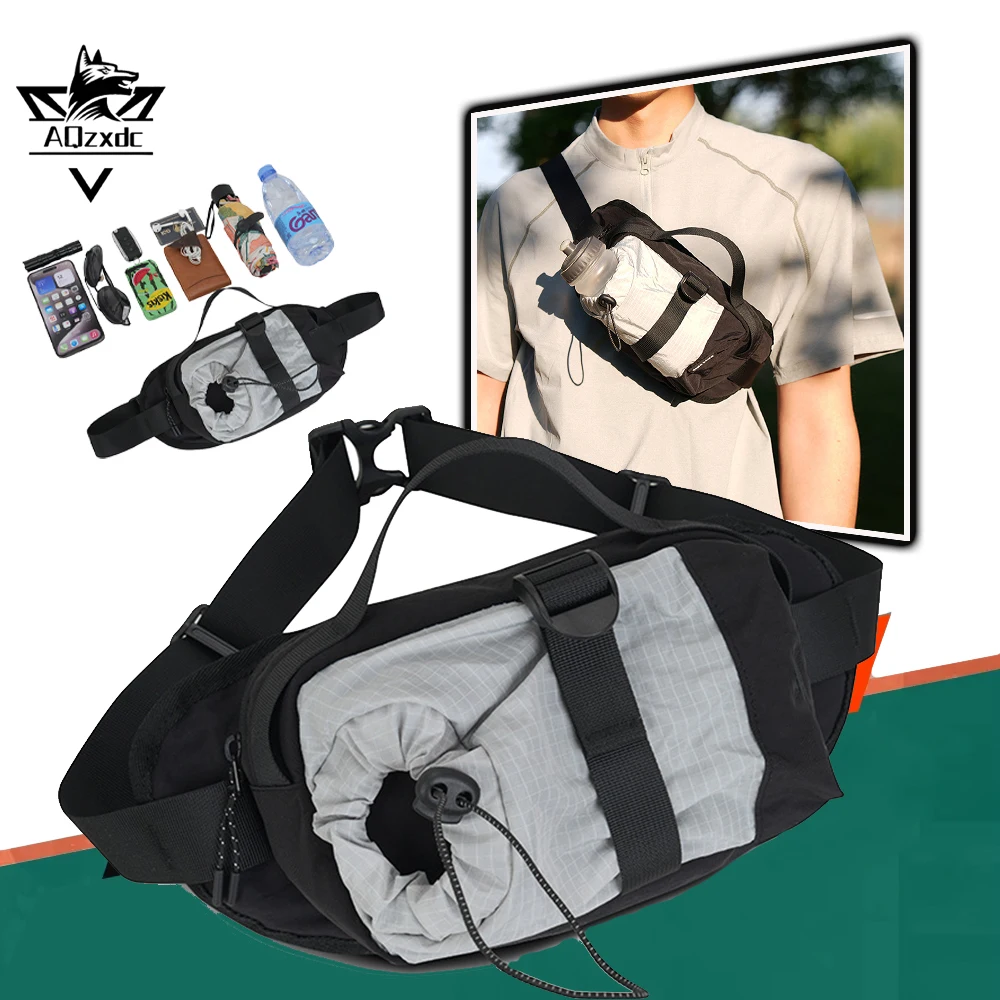 

Tactical Water Bottle Bag Portable Sports Crossbody Drawstring Fishing Water Bottle Waist Pack for Outdoor Cycling Hiking Travel
