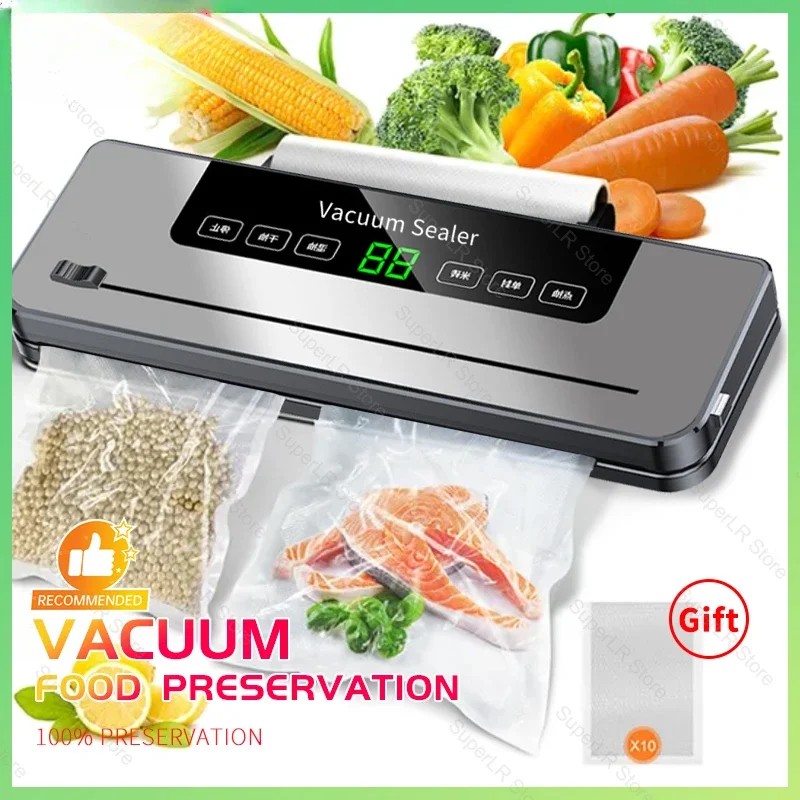 

Electric Vacuum Sealer Dry and Wet Food Sealing Packaging Kitchen Food Sealing Convenient Smart Touch Key Built-in Cutter