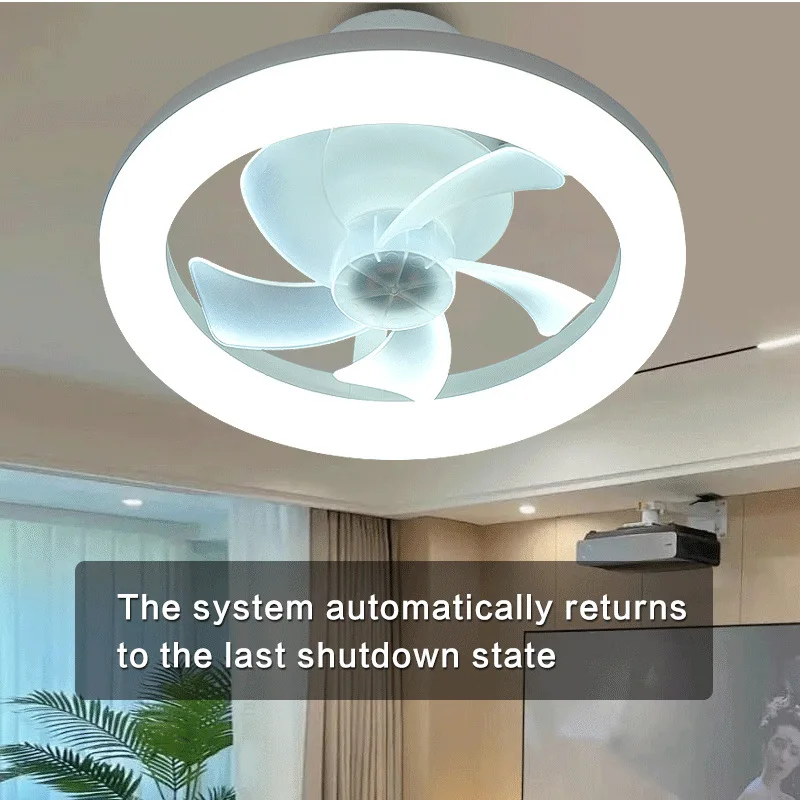 Ceiling mounted fan light E27 ceiling fan RGB/White/Warm lights Automatic shaking head Remote control Hall/bedroom lighting