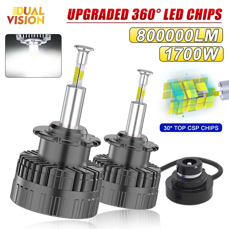 

360 LED D1S D3S D2S D4S D5S D8S Headlight Bulbs Canbus 1:1 HID D1R D2R D3R D4R Xenon Lamp 1700W 6000K Turbo LED Bulb For Car