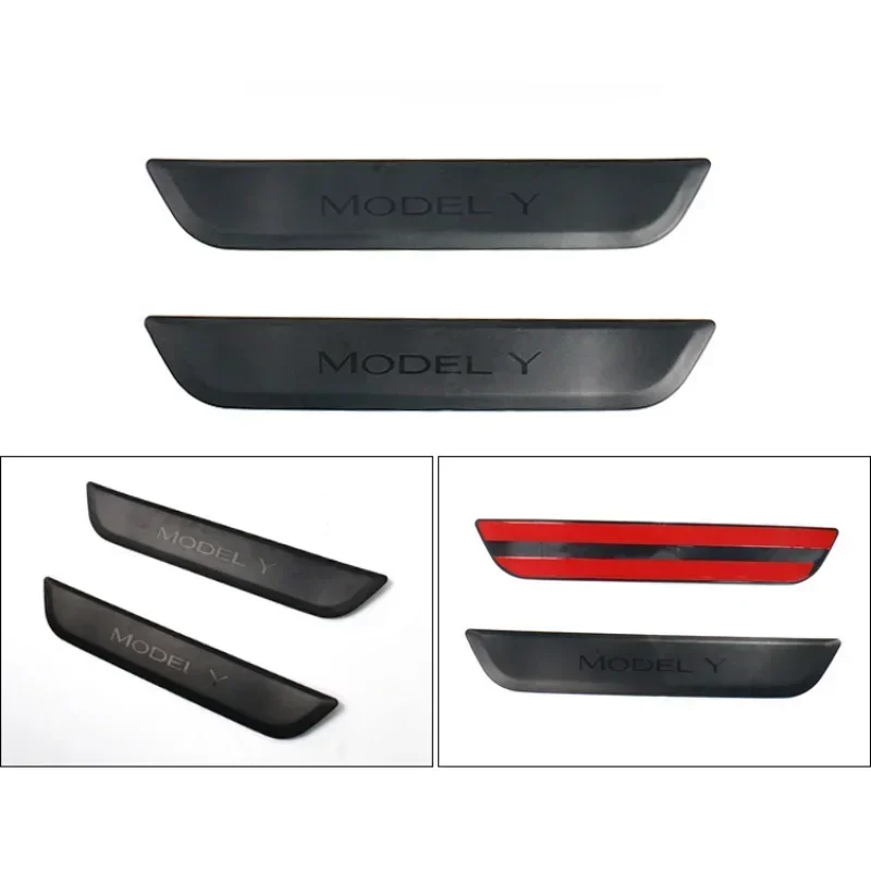 Rear Door Sill for Tesla Model 3 Y ABS Welcome Pedal Stickers Protection Strip Decoration Wrap Cover Car Accessories 2017-2023