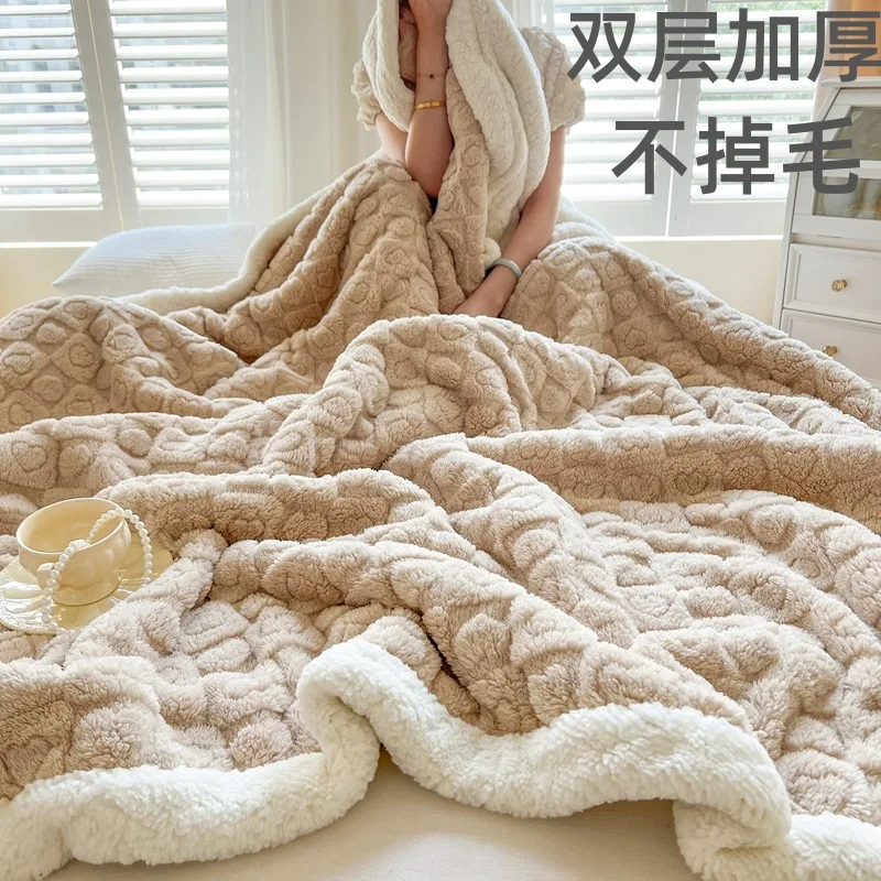 

Autumn Winter Soft Warm Thicken Lambswool Blanket for Bedroom Dormitory Beds Sofa Single Double Plaid Throw Blanket Home Textile