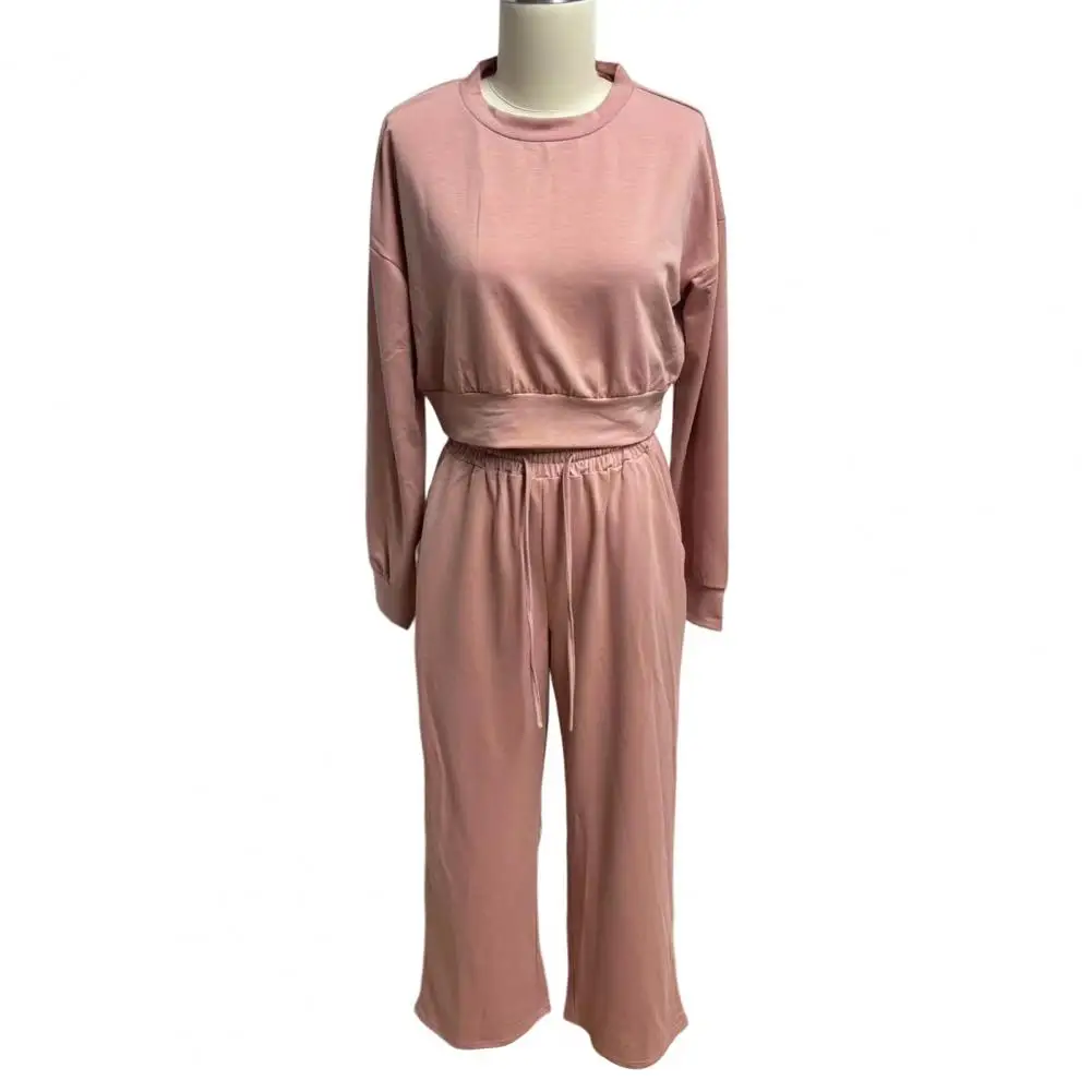 Drawstring Running Two Piece Set Ladies Clothing Set Cotton  Leisure Woman Clothing Long Sleeve Pullover Tracksuit