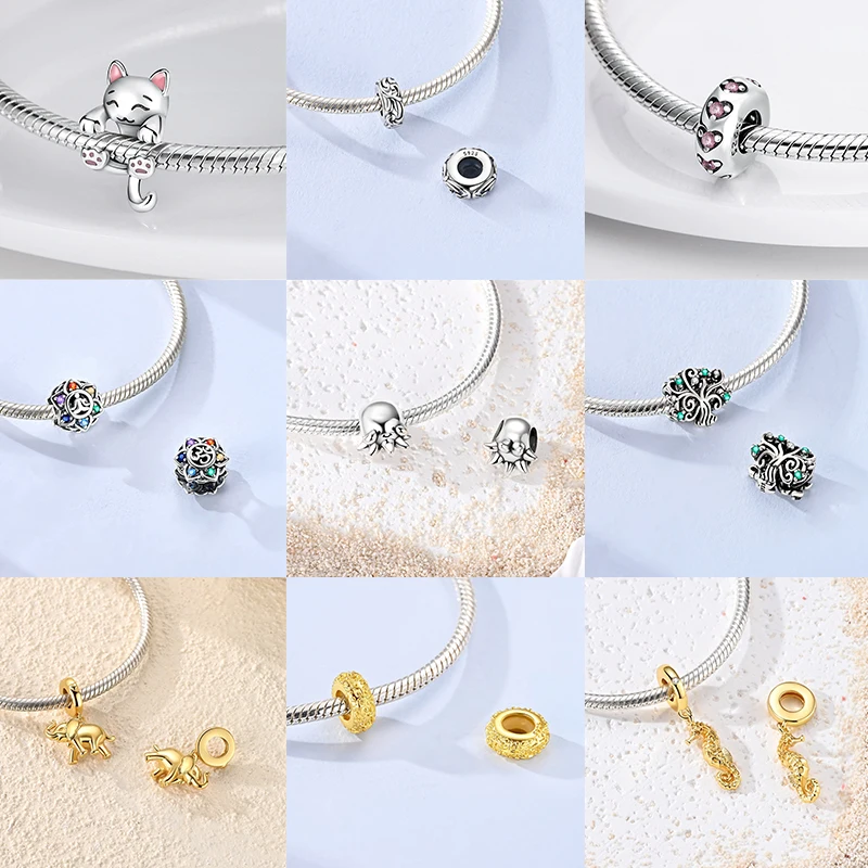 3 Stück 925 Sterling Silber Charm-Perlen-Set Mama Papa Schwester Katze Schmetterling Schleife Liebe Charms für DIY Armband Halskette Schmuckherstellung – Detail 7