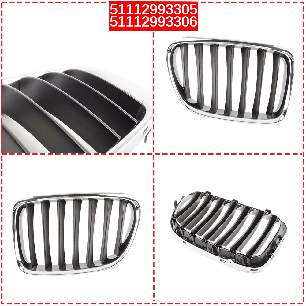 1pcs For BMW X1 E84 2009 2010 2011 2012 2013 2014 2015 Chrome frame Black Double kidney grille Racing grill Silver Left right