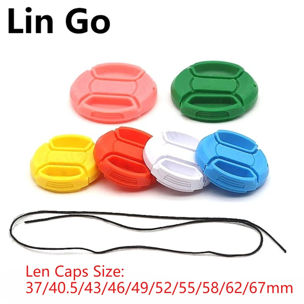 Colorful Len Caps 37/40.5/43/46/49/52/55/58/62/67mm Center Pinch Snap-on Camera Universal Plastic Front Lens Cover Lid Caps