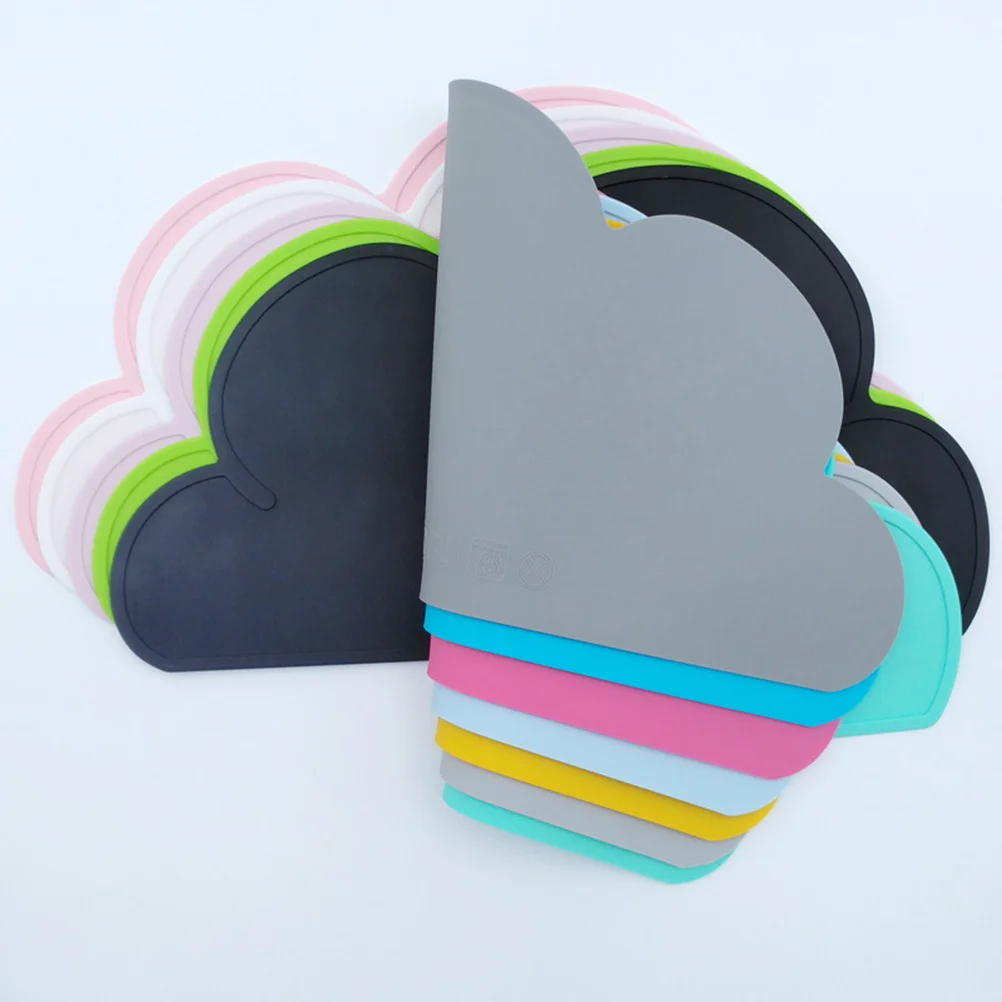 

2Pcs Children Anti-Slip Placemat Cloud Shape Heat Insulation Table Mat Bowl Pot Plate Mat Pet Dining Pad White Pink