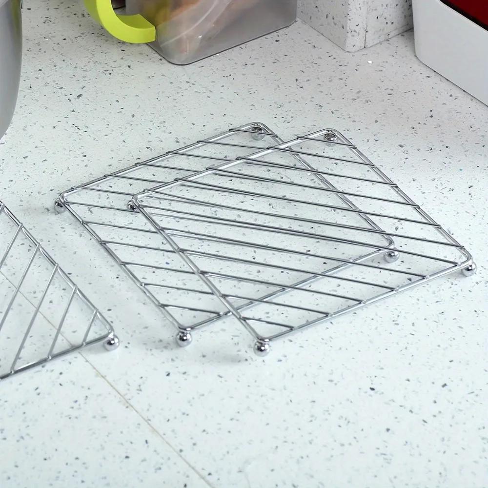 

Противоожоговый коврик из нержавеющей стали из 4 предметов — утолщенная, термостойкая, нескользящая и теплоизоляционная стойка для фритюрниц