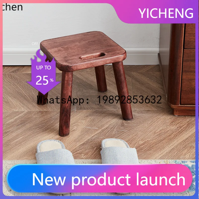 

solid wood small bench - living room shoe changing stool - minimalist square stool