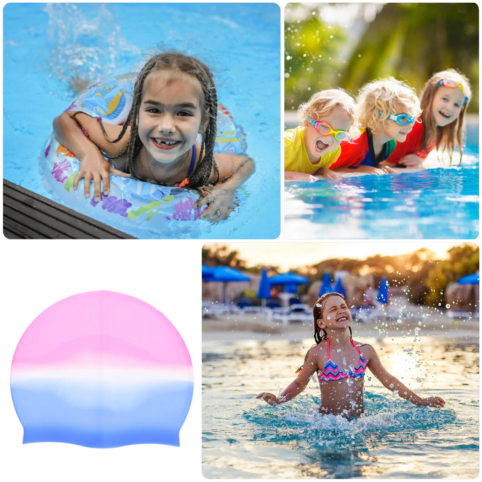 

Unisex Swim Hat Soft Silicone Swimming Cap for Hair Protection Non-Slip Design Reusable Pool Hat for Adults Kids Swim Session