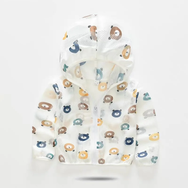 New Summer Children\'s Hooded Sun Protection Clothing Baby Outwear Jacket Boys Girls Cartoon Long Sleeve Travel Thin Beach Shirt